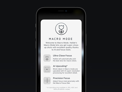 Halide for iPhone — Macro tutorial card app apple camera flower icon icons ios iphone macro ui