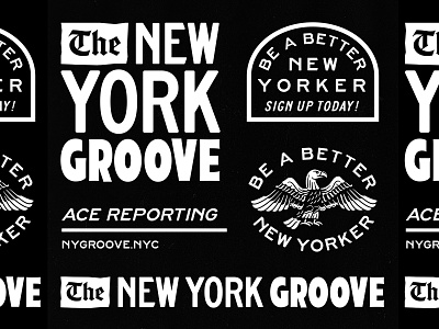 The New York Groove badge badgedesign branding eagle graphic design groove identity illustration illustrator journalism logo media new york new york groove new yorker news nyc publication typography vector