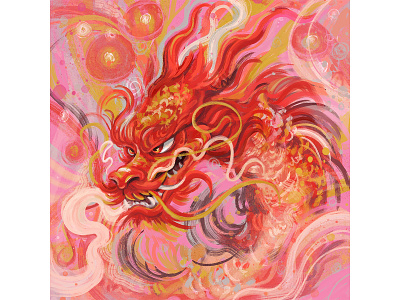 Year of the Dragon adobe brushwork digitalart digitalpainting dragon dragonyear illustration lunarnewyear muti photoshop pink red smoke wacomart yearofthedragon