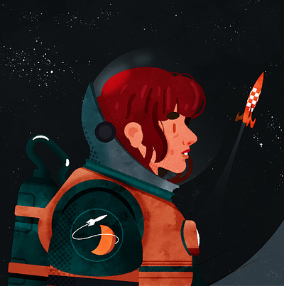 Astronaut profile picture design futurism illustration illustrator minimalist retro rocket space texture vector