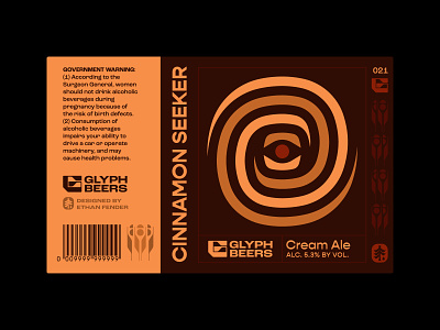 Glyph beer 21 bakery beer beer label bread cinnamon cinnamon roll icon label design logo packaging packaging design seeker sigil sweet roll sweets symbol