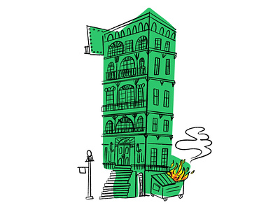 HOT property opportunity 🗑️🔥 architecture building design doodle dumpster dumpster fire fire funny illo illustration lol sketch