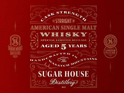 Cask Strength branding design filigree label lettering linework logo monogram ornate packaging typography whiskey whisky