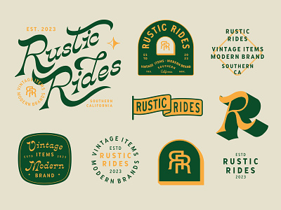 Rustic Rides - Branding badge badge design badges branding car design lettering lockup logo logo design minimal modern monogram motor retro typography vintage