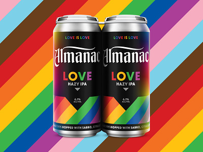Almanac LOVE Hazy IPA beer can dan kuhlken design dkng lgbt lgbtq lgbtqi love nathan goldman pride vector