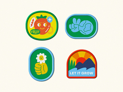 Fun Patch Batch branding design earth embroidered fruit fruits graphic design hand icon icons illustration logo mountain nature patch stawberry sticker stickers sun vector