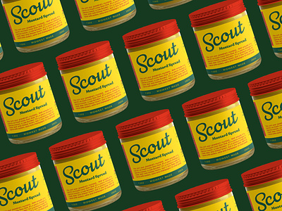 Scout Mustard Spread & Dip branding camping design food graphic design logo mustard packaging packaging design provisions retro snack type typography vector wisconsin