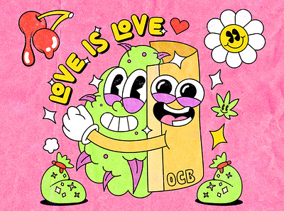 Love is love 1930s 420 canabis cartoon cartoon character fun humor illustration love ocb old cartoon old school rolling vintage weed