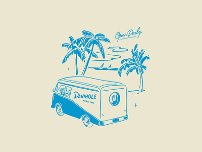 Panihole: Merch Illustration beach branding design fast food food truck graphic design illustration merch merch design palm trees retro san diago surf tshirt vector