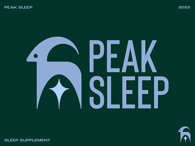 Peak Sleep animal branding dead logo emblem goat horn icon logo mountains nature nordic peak ram sheep sigil sleep star supplement symbol typography