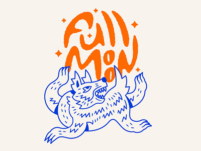 Full Moon design doodle full moon halloween illustration lettering loose type simple type werewolf wolf