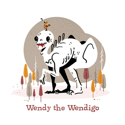 Wendy the Wendigo design folklore halloween horror illustration illustrator minimalist monster spooky texture vector weird