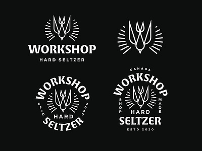 Workshop Seltzer badge bird brand brand identity branding brewery design geometric graphic design icon kit line lockup logo mark packaging seltzer sparrow suite wordmark
