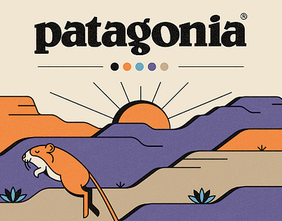 Patagonia (Store Mural) animals desert fauna floral illustration mural nature painting psychedelic retro texas vintage wildlife