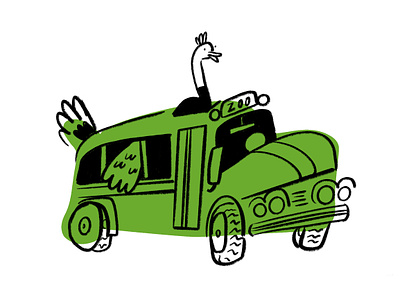 Road runner 🛣️🚌🦤 bus design doodle funny illo illustration lol ostrich road runner sketch