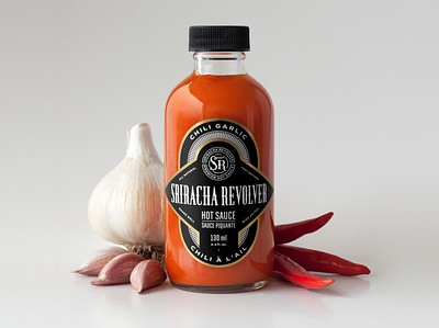 Sriracha Revolver Hot Sauce branding design hot sauce illustration label lettering logo packaging photography typography