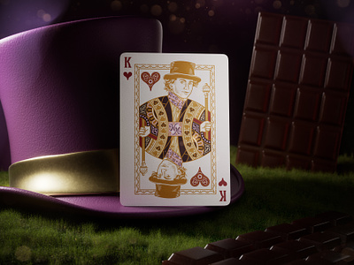 Wonka Playing Cards (King of Hearts) badge design engraving etching illustration illustrator peter voth design playing cards theory11 vector