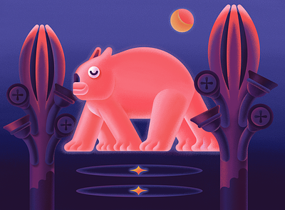 Wombat australia character character design creativity digital illustration moon night vector wombat