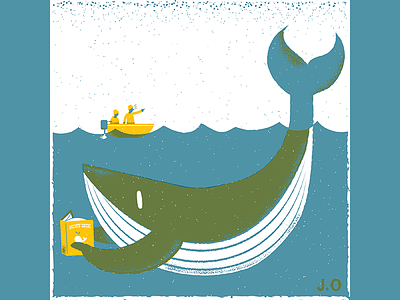 Having a whale of a day. bestillustration editorial editorial illustration editorial illustrator fishing illustration illustrator james olstein james olstein illustration jamesolstein.com moby dick ocean reading texture vector whale