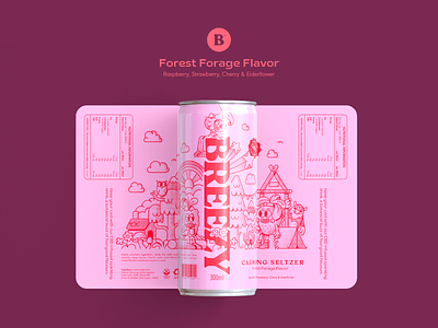 Breezy - Forest Forage Seltzer cbd character design geometric icon illustration line logo packaging seltzer spot illustration vector