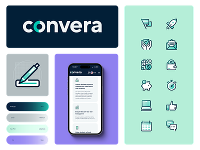 Convera - Iconography brand guide branding convera design finance flat icon forex geometric graphic design grid icon iconography icons line line icon pictogram ui