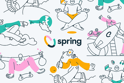 Spring Rebrand branding character color colors design illustration vector