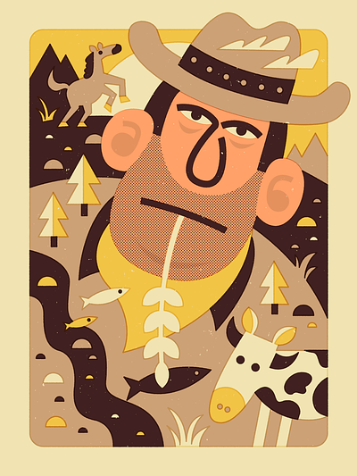 Horsin' around 🤠 art character cowboy fun horse illustration scene texture vector western