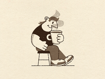 Coffee time ☕️ art character coffee doodle halftone illustration texture vector