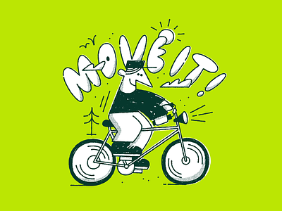 MOVE IT! art bike character design doodle fun illustration lettering texture vector