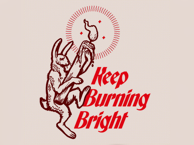 Burning Bright bunny candle design doodle drawing graphic design illustration typography vector