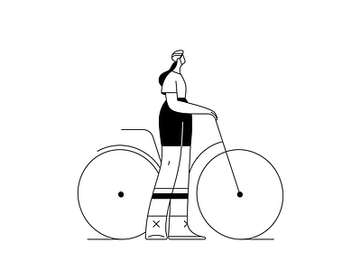 Vera 2d app illustration bicycle bike black and white character design characters design flat illustration illustrator minimalistic people shape sport stroke vector