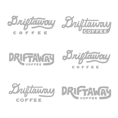 Driftaway Wordmark Logo Lettering exploration brand identity branding brooklyn coffee driftaway handletering joyful lettering logo playful rebrand sketch whimsical wordmark