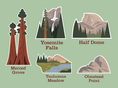 Yosemite Icons california camping design icon icons illustration logo national park national parks nature stickers travel travel icons vector