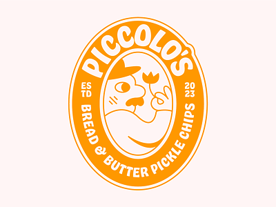 Piccolo's Pickles No.1 badge branding cartoon character design flower graphic design hand icon illustration label logo logos mustache packaging pickle print sticker type typography