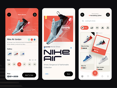 Nike- Mobile UI Design application concept design e commerce mobile nike shoes ui