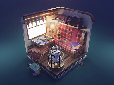 Hogwarts Express Tutorial 3d blender diorama harry potter hogwarts express illustration isometric render room