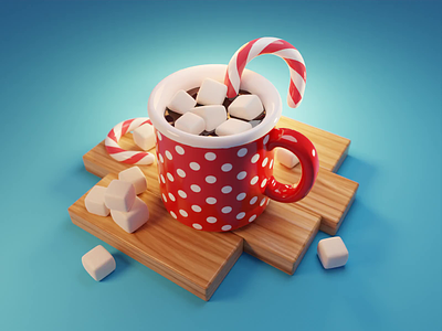 Hot Chocolate Tutorial 3d blender christmas diorama hot chocolate illustration isometric render tutorial winter xmas