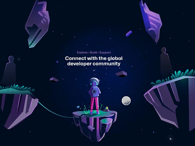 Git Hub - Community 3d animation celestial community developer futuristic git github motion motion graphics one page parallax story web web experience