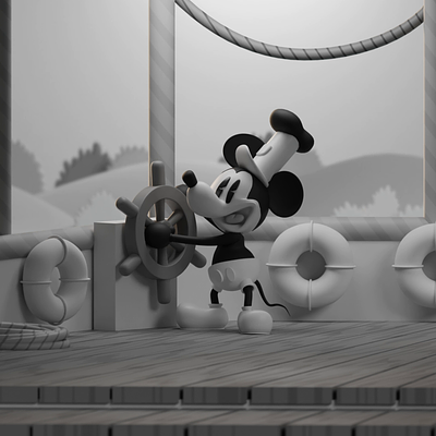 Steamboat Willie Animation animation b3d blender disney illustration mickey motion steamboat willie
